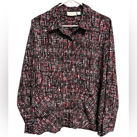 Belle by Kim Gravel Abstract Print Blouse Size Large - Picture 2 of 7